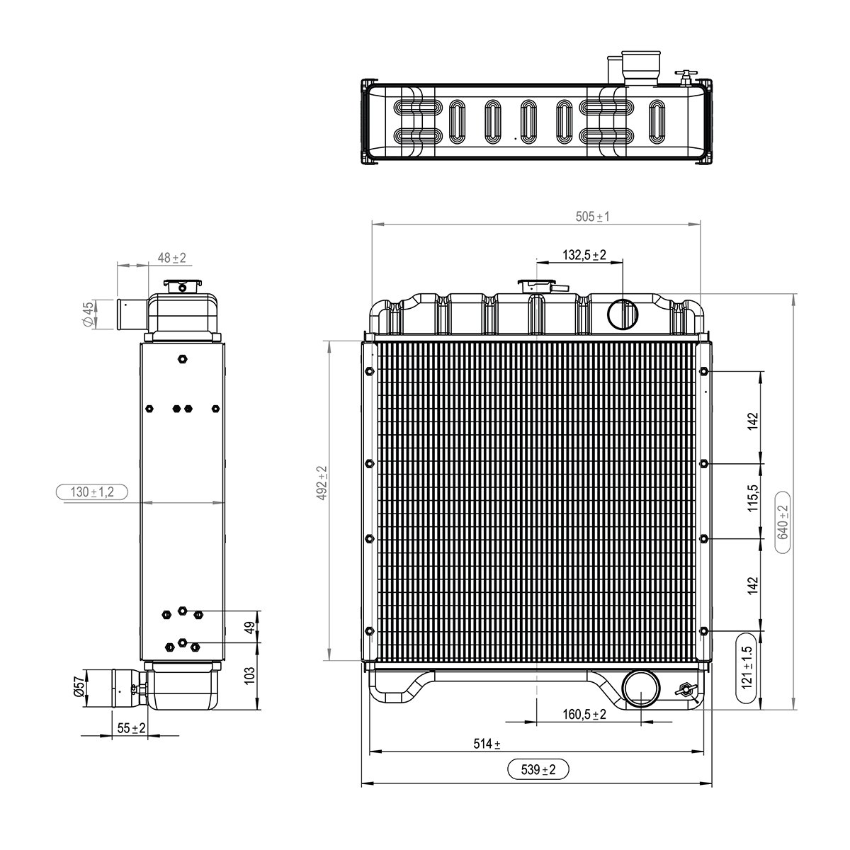 Radiator racire apa cu 4 randuri de celule pentru Case IH seria Maxxum 104753A2, A104753A1, 104753A1, 87579817, 52771, 150-56